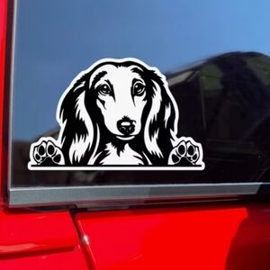 Dachshund Long Haired Breed Vinyl Graphic Auto Wall Laptop Decal Animal Sticker